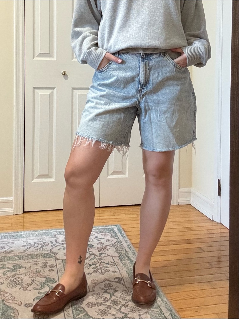 Cotton On Light Blue Frayed Hem Denim Shorts